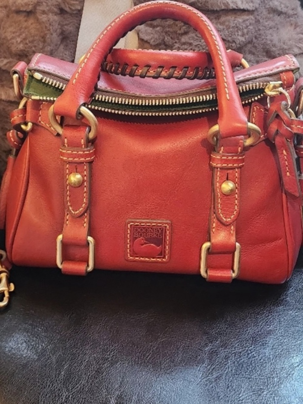 Dooney & Bourke Red Florentine Leather Nano Satchel/Crossbody Bag